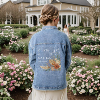 Élégant veste en jean de mariage bohème rustique f