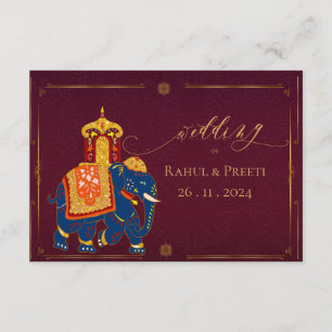 Elegant Vibrant Red Gold Mandala Indian Wedding Begleitkarte
