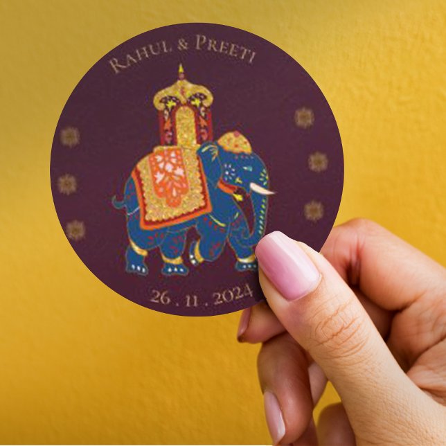 Elegant Vibrant Red Gold Mandala Indian Wedding Runder Aufkleber (Elegant Vibrant Red Gold Mandala Indian Wedding Classic Round Sticker)