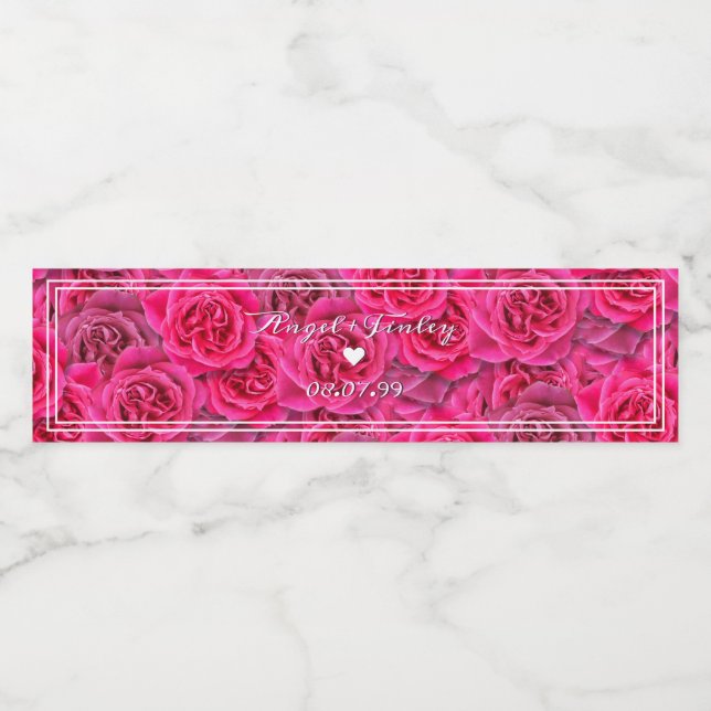 Elegant Vibrant Rosa Rose Ästhetische Chic Romanti (Einzelnes Label)