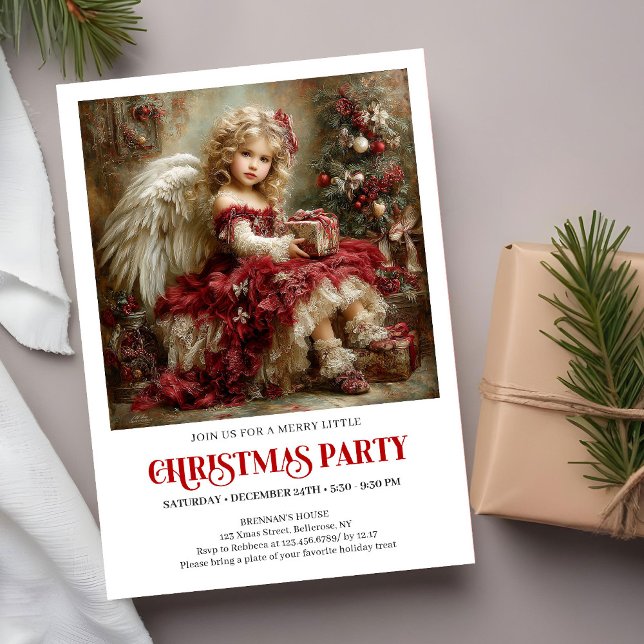 Elegant Victorian Angel Christmas Party Invitation (Elegant Victorian Angel Christmas Party Invitation)