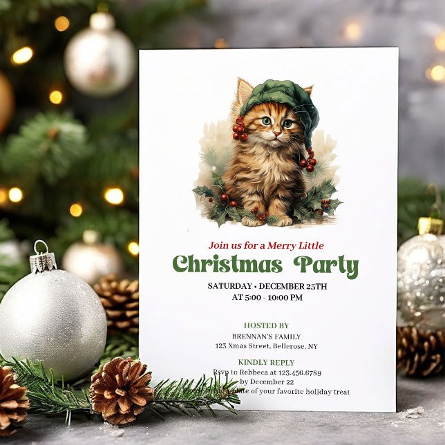 Elegant Victorian Christmas cat party invitation (Elegant Victorian Christmas angel party invitation

)