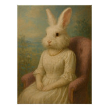 Elegant Victorian Lady Rabbit Anthropomorphic