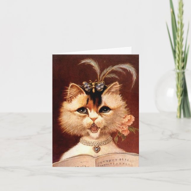 ELEGANT VICTORIAN PARLOR CAT w/ MUSIC CARD Karte (Vorderseite)