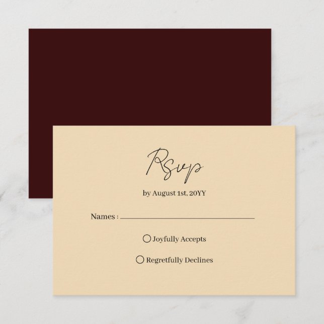 Elegant Victorian Red Gold Wedding RSVP Card Karte (Vorne/Hinten)