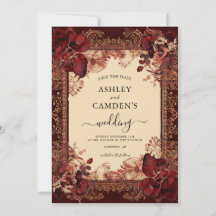 Elegant Victorian Red Gold Wedding