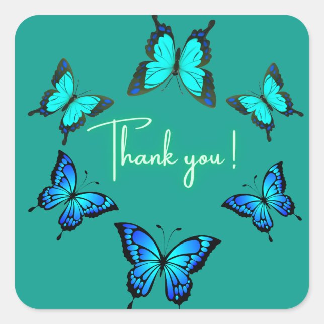 Elegant Vielen Dank Butterfly Sticker (Vorderseite)