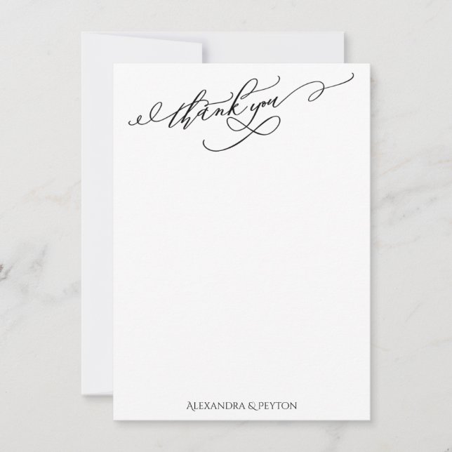 Elegant Vielen Dank Calligraphy Black & White Dankeskarte (Vorderseite)