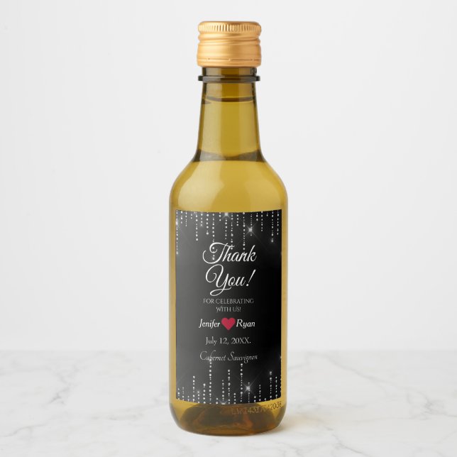 Elegant Vielen Dank Mini Wein Flasche Etikett (Vorderseite)