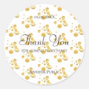 Elegant Vielen Dank Script Gold Confetti Template Runder Aufkleber