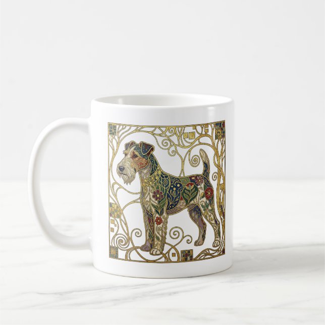 Elegant Viennese Secession Fox Terrier Kaffeetasse (Links)