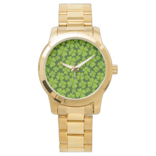 Elegant Vierblättriges Kleeblatt Floral Armbanduhr