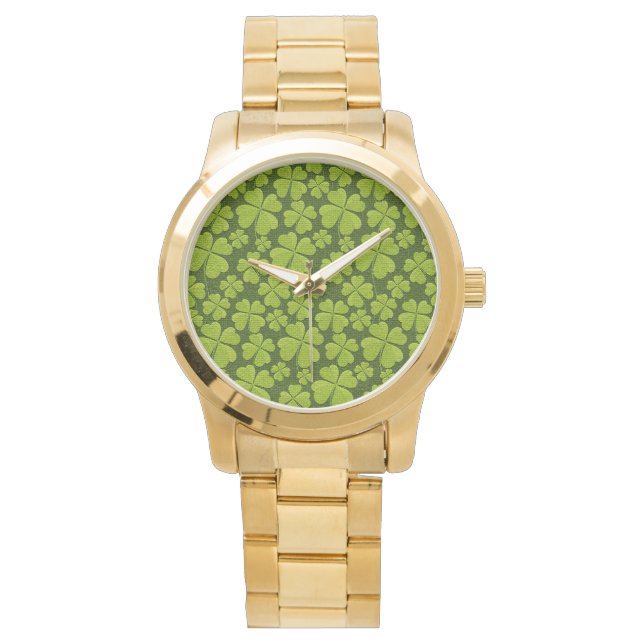 Elegant Vierblättriges Kleeblatt Floral Armbanduhr (Vorderseite)