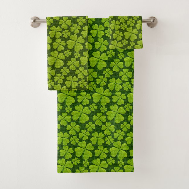 Elegant Vierblättriges Kleeblatt Floral Badhandtuch Set (Insitu)