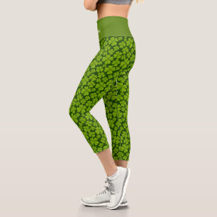 Elegant Vierblättriges Kleeblatt Floral Capri Leggings