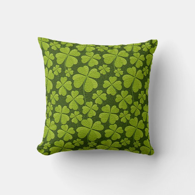 Elegant Vierblättriges Kleeblatt Floral Kissen (Vorderseite)