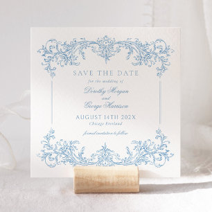 Elegant Viktorianisch Blue Wedding Save the Date