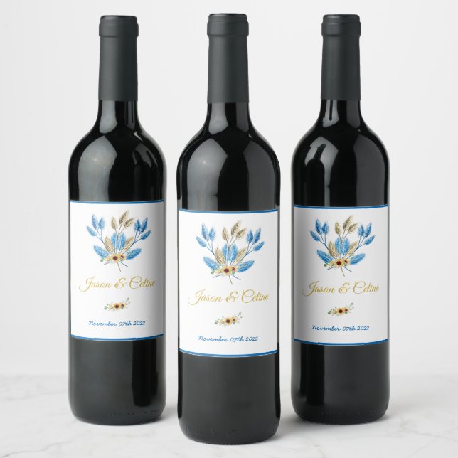 Élégant vin à fleurs et Étiquette à vin pétillant (Bouteilles)