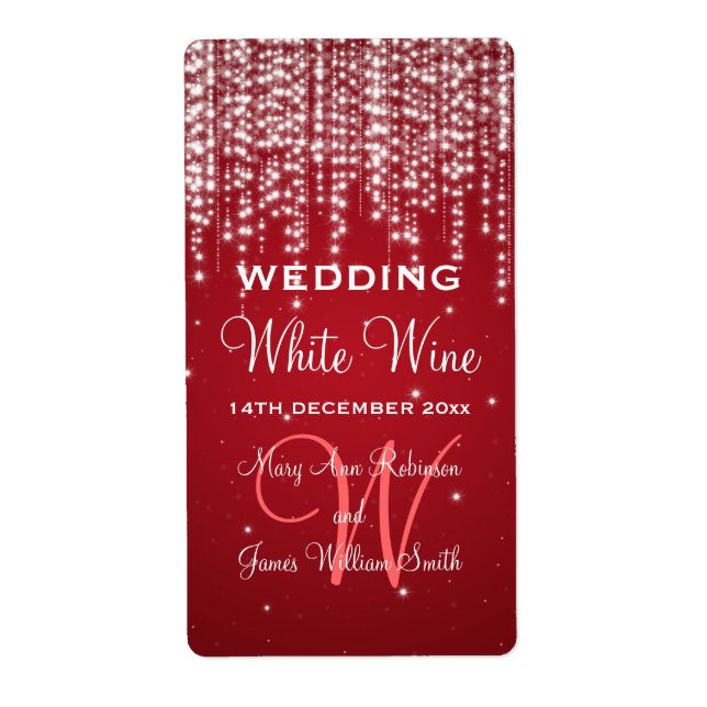 Elégant vin de mariage Étiquette nuit éblouissant  (Devant)