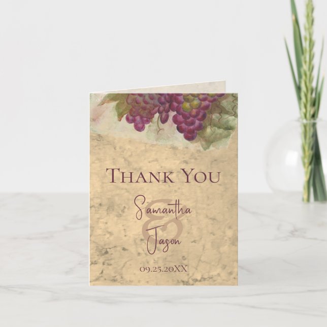 Elegant Vineyard Wedding Couples Personalized Dankeskarte (Vorderseite)