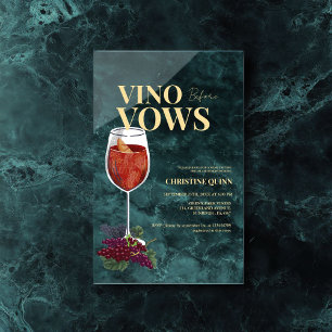 Elegant Vino vor dem Gelöbnis Brautparty Acryleinladungen