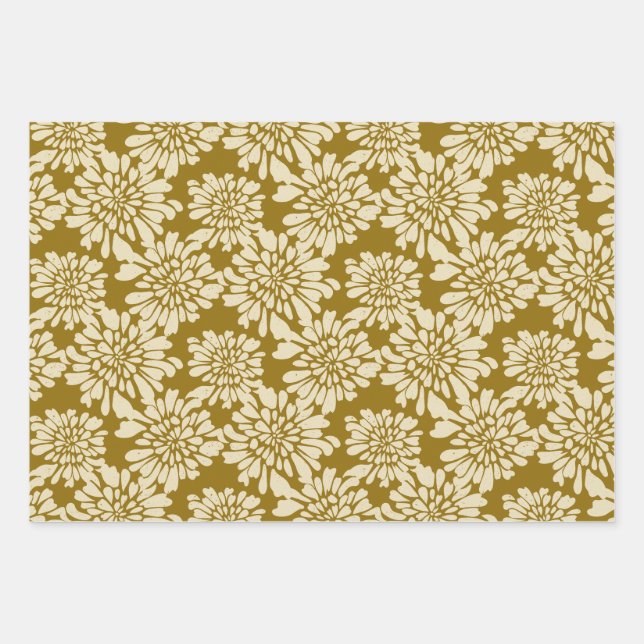 Elegant Vintag, Aquamarin, blau, Senf Geschenkpapier Set (Vorderseite 3)