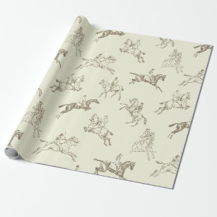 Elegant Vintag Beige Reittier Geschenkpapier