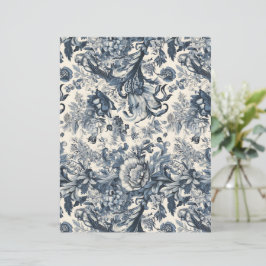 Elegant Vintag Blue Floral Toile