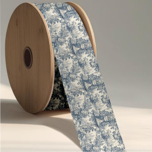 Elegant Vintag Blue Toile de jouy Ripsband