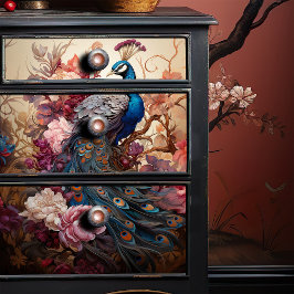 Elegant Vintag Boho Viktorianisch Decoupage Peacoc Seidenpapier