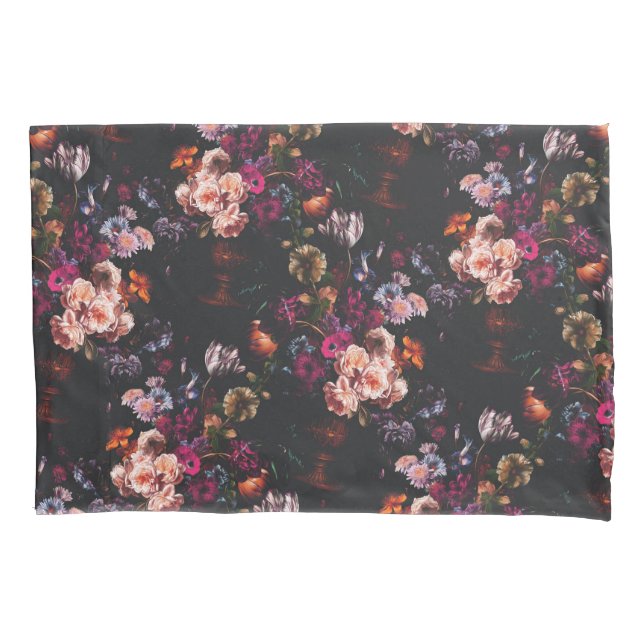 Elegant Vintag Dark Moody Burgundy Floral Kissenbezug (Vorderseite)