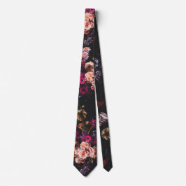 Elegant Vintag Dark Moody Burgundy Floral Krawatte
