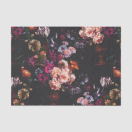 Elegant Vintag Dark Moody Burgundy Floral Seidenpapier