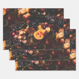 Elegant Vintag Dark Moody Dutch Art Fruit Geschenkpapier Set