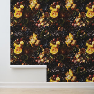 Elegant Vintag Dark Moody Dutch Art Fruit Tapete