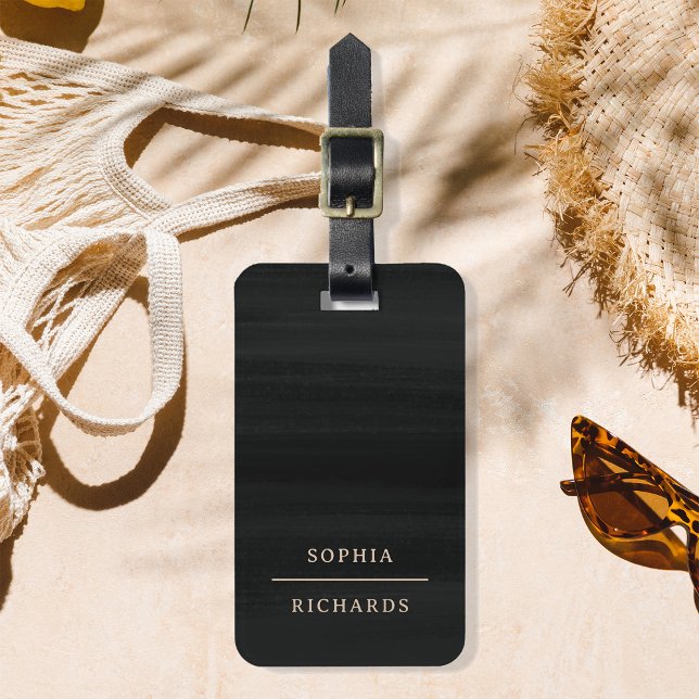 Elegant Vintag | Einfach Schwarz Gepäckanhänger (An elegant, professional luggage tag that is stylish enough to accompany you anywhere!)