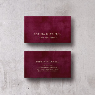 Elegant Vintag Einfaches Minimal Burgundy Visitenkarte
