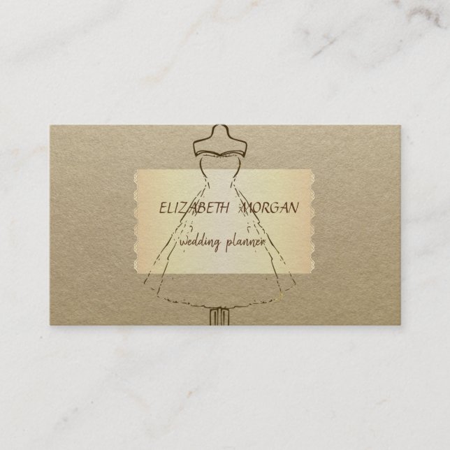 Elegant Vintag, Kraft, Dress Visitenkarte (Vorderseite)