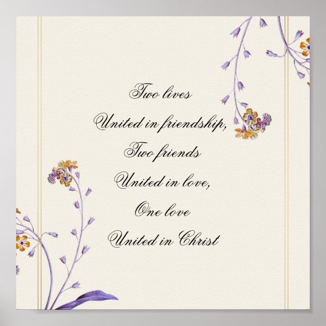 Elegant Vintag Lila Beige Blüte Inspiration Poster (Vorne)