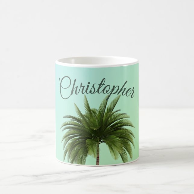 Elegant Vintag Palm Tree Green Kaffeetasse (Mittel)