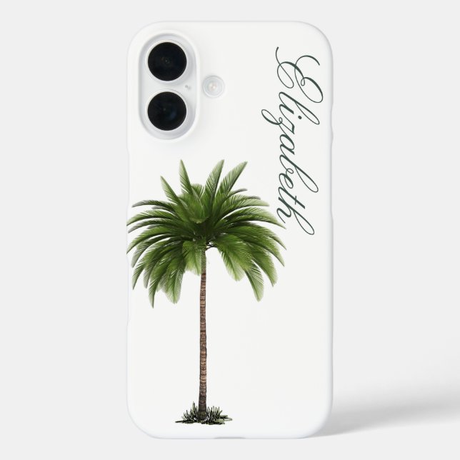 Elegant Vintag Palm Tree Personal iPhone 16 Hülle (Rückseite)