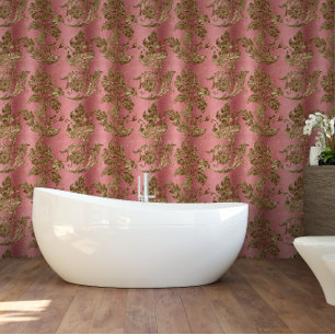 Elegant Vintag rosa Gold Floral Tapete