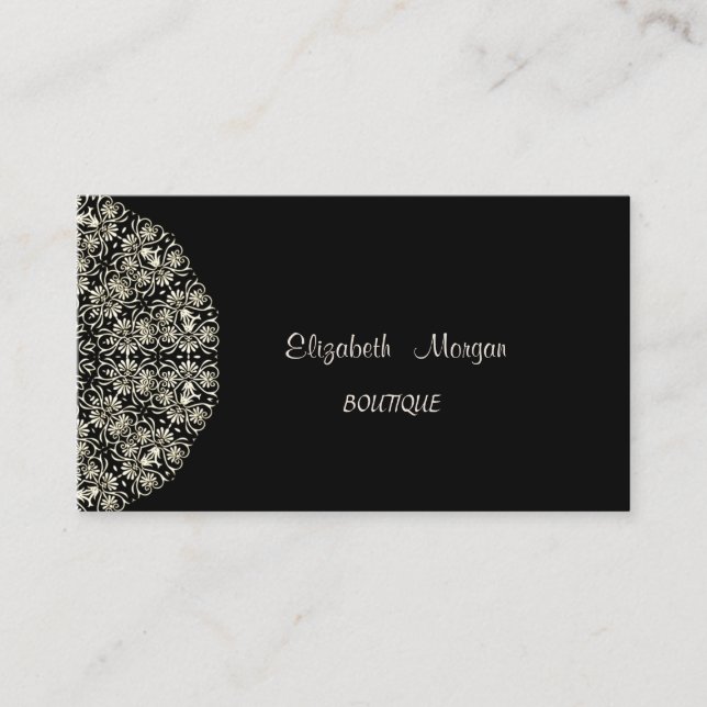 Elegant Vintag, schwarz, Spitze Visitenkarte (Vorderseite)
