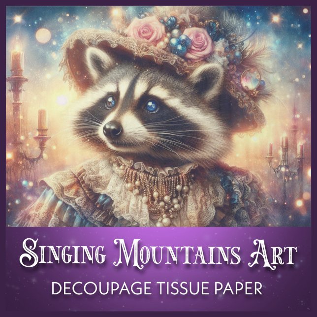 Elegant Vintag Steampunk Lady Raccoon Decoupage Seidenpapier (Von Creator hochgeladen)
