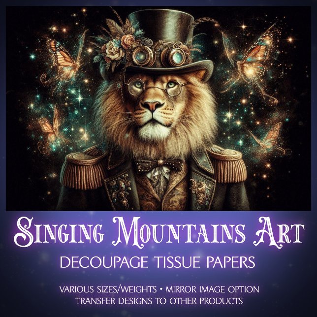 Elegant Vintag Steampunk Lion Decoupage Seidenpapier (Von Creator hochgeladen)