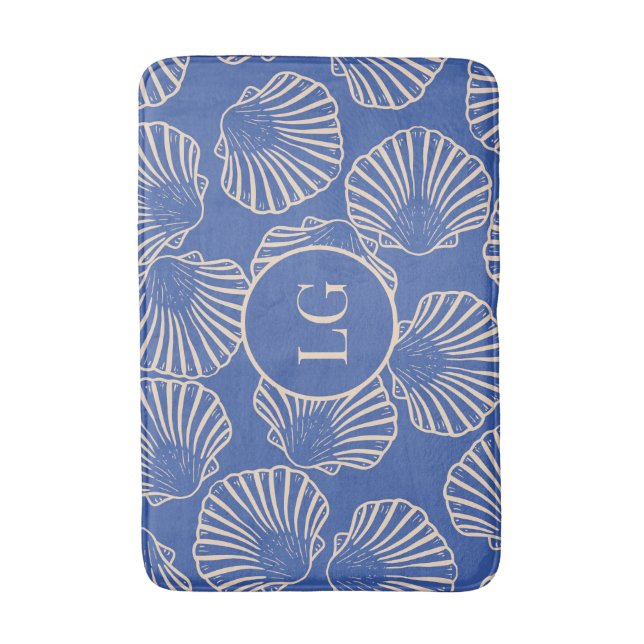 Elegant Vintage Blue Seashell Bath Mat Badematte (Vorderseite Vertikal)