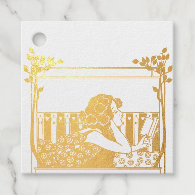 Elegant Vintage Bookplate Geschenkanhänger (Vorderseite)