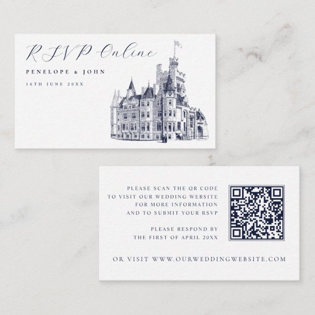 Elegant Vintage Castle Wedding Website Begleitkarte (Vorne/Hinten)