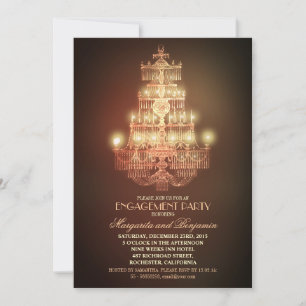 élégant vintage chandelier fiançailles invitation
