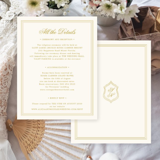 Elegant vintage classic gold calligraphy wedding begleitkarte (Von Creator hochgeladen)